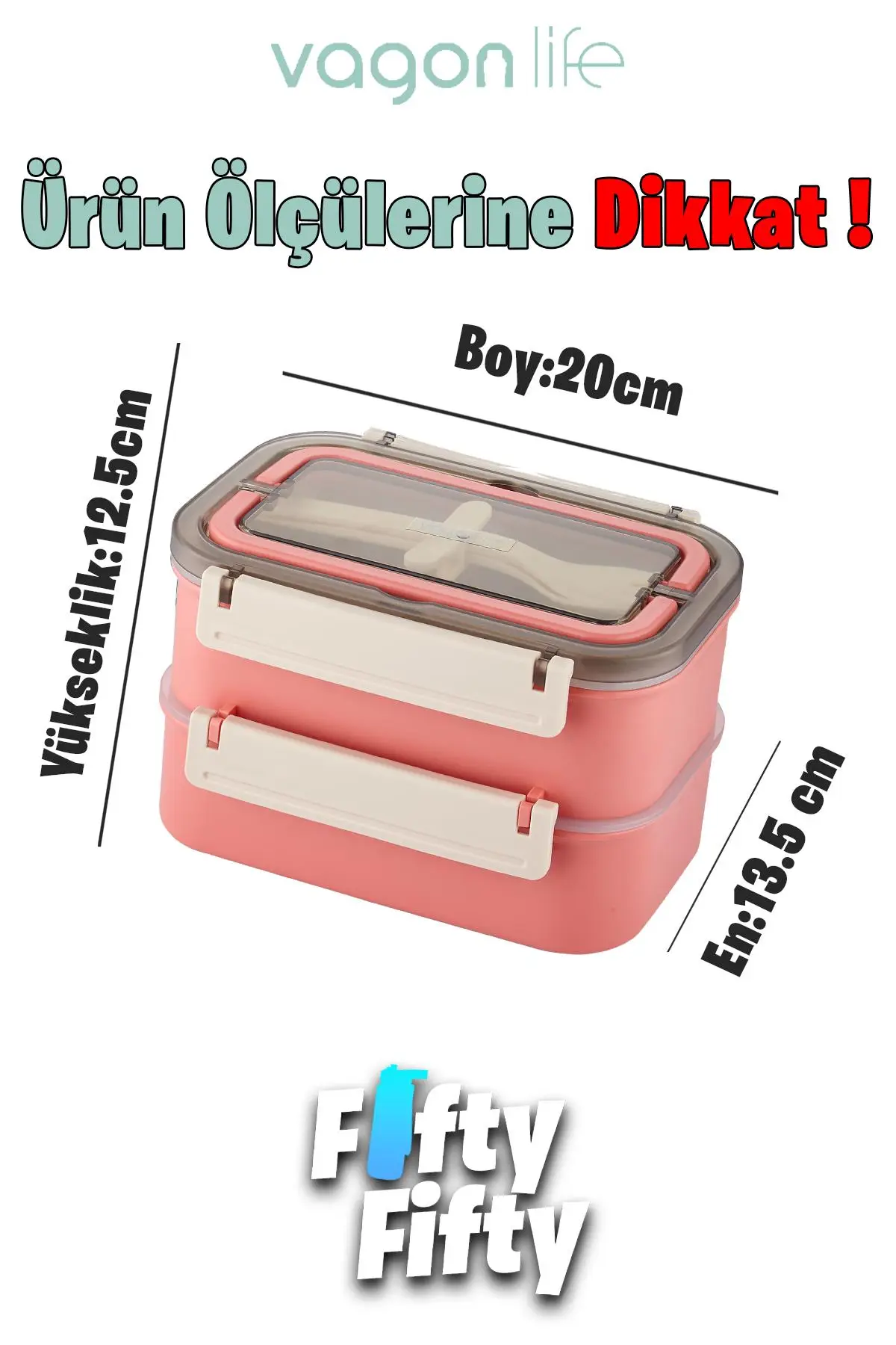 Vagonlife Bento Lunch Box 1600 ML 2 Kat Yeni Nesil Sefer Tası Paslanmaz Çelik -FFLBOX2221