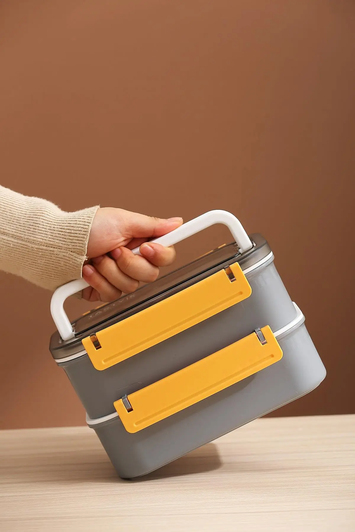 Vagonlife Bento Lunch Box Ofis-Okul İçin Yeni Nesil Sefer Tası Çift Kat 4 bölme Paslanmaz Çelik F494