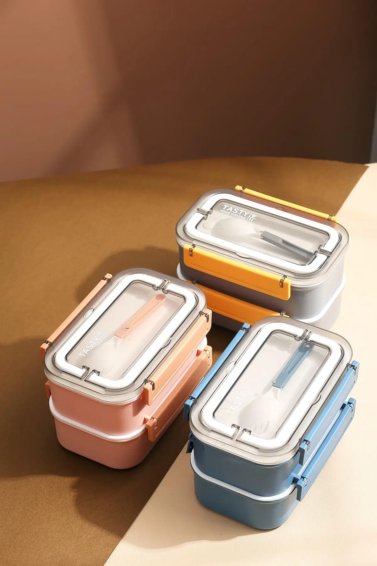 Vagonlife Bento Lunch Box Ofis-Okul İçin Yeni Nesil Sefer Tası Çift Kat 4 bölme Paslanmaz Çelik F494