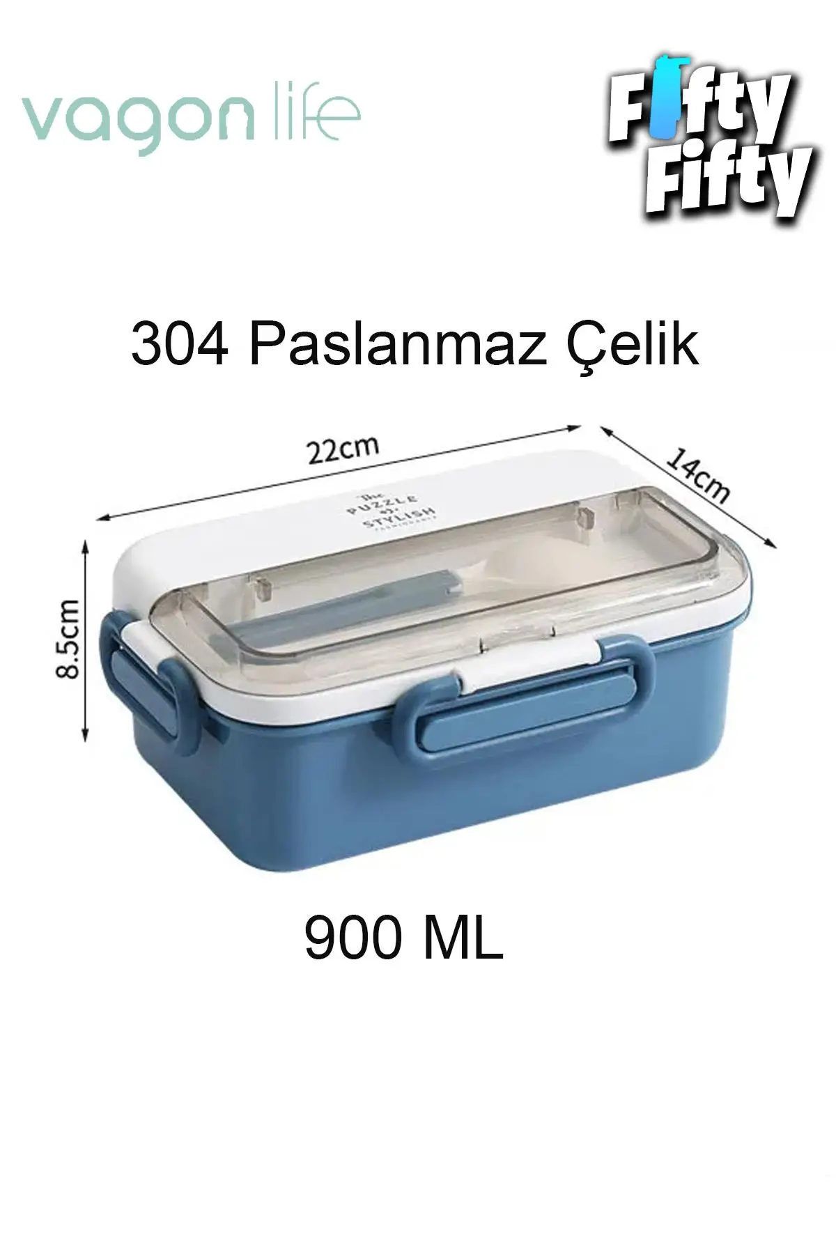 Vagonlife Tek Kat Çift Bölme Bento Lunch Box Ofis-Okul İçin Yeni Nesil Sefer Tası Paslanmaz Çelik 588