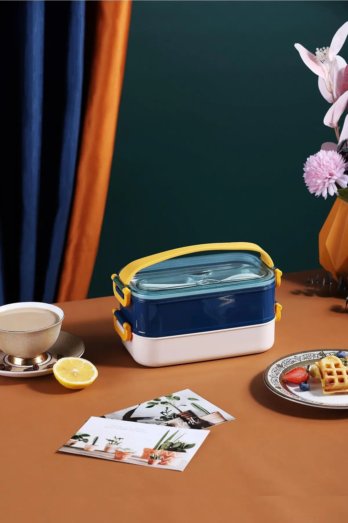Vagonlife Bento Lunch Box Ofis-Okul İçin Yeni Nesil Sefer Tası Taşınabilir Yemek Kutusu Çelik FF462 - Lacivert