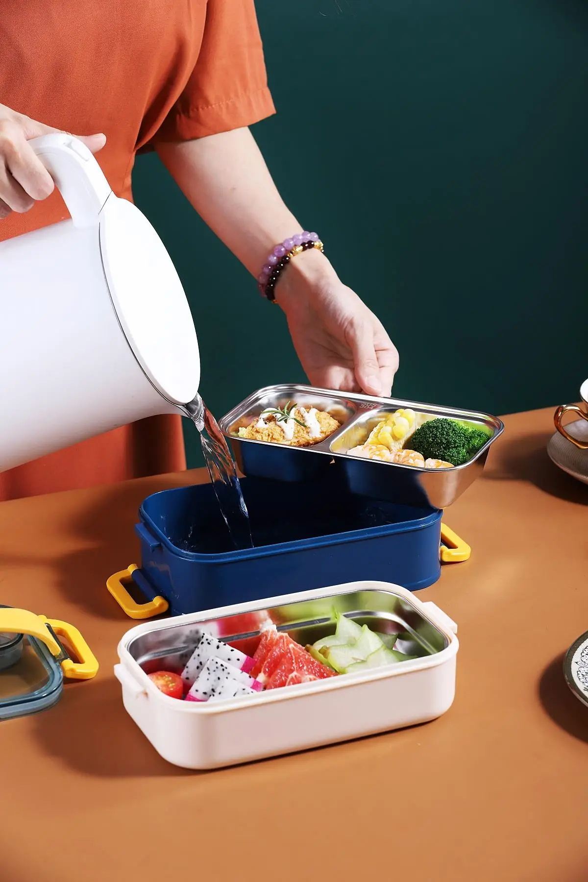 Vagonlife Bento Lunch Box Ofis-Okul İçin Yeni Nesil Sefer Tası Taşınabilir Yemek Kutusu Çelik FF462