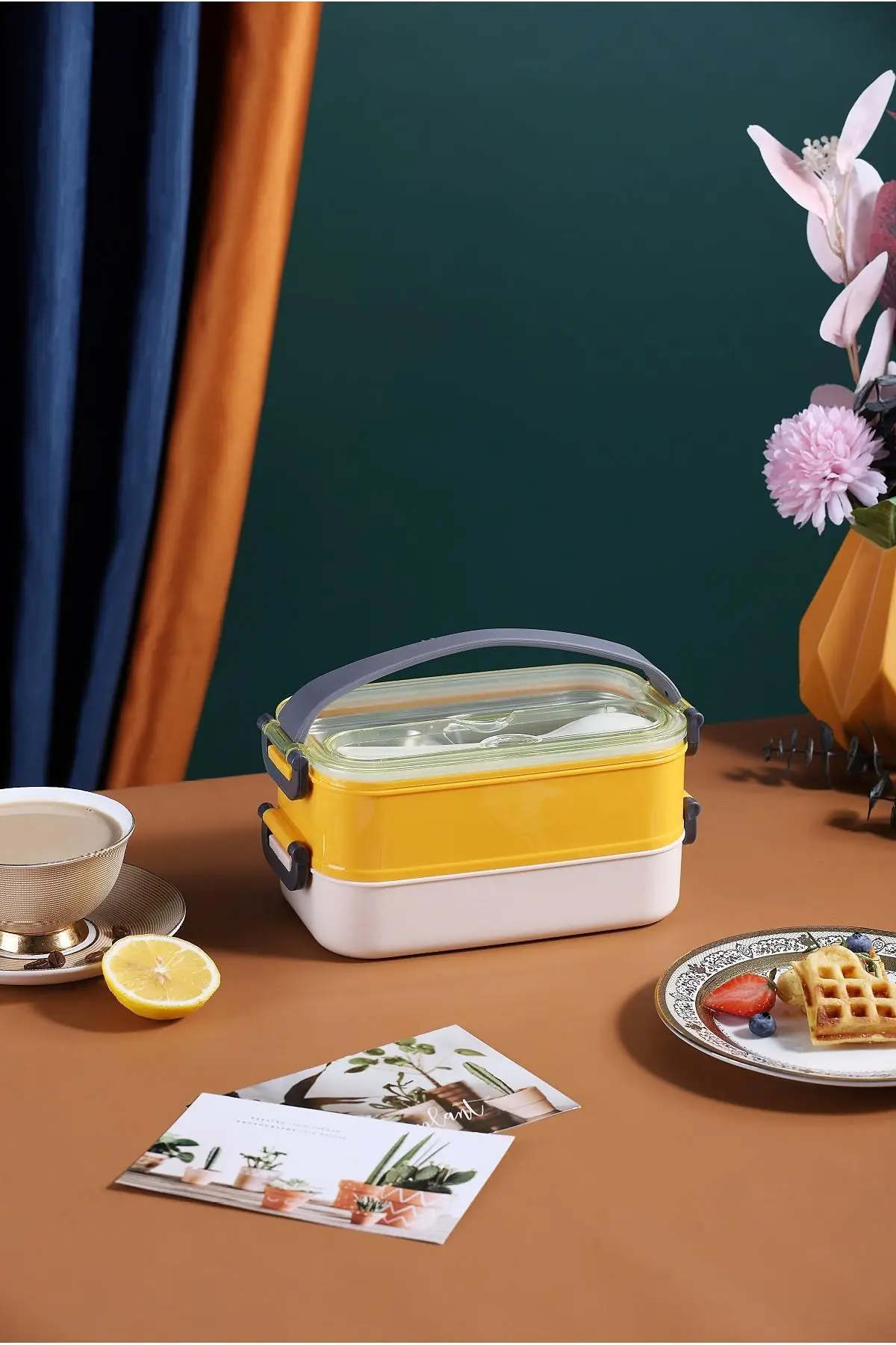 Vagonlife Bento Lunch Box Ofis-Okul İçin Yeni Nesil Sefer Tası Taşınabilir Yemek Kutusu Çelik FF462 - Sarı