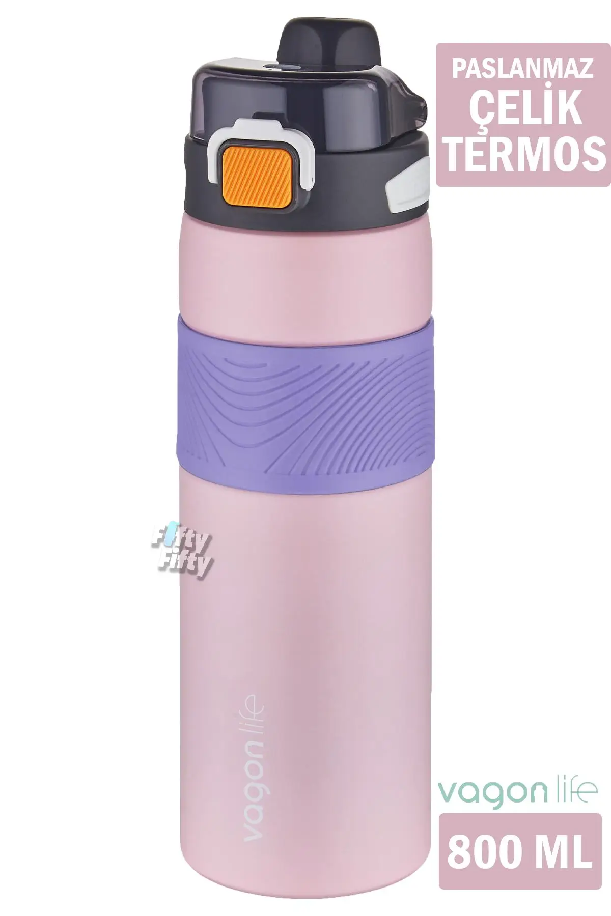 Vagonlife Çelik Termos 800 ML Büyük Boy Tek Kapak Çift Kullanım Pipetli/Rahat İçim Kaydırmaz Gövde-FFVGN032800ML