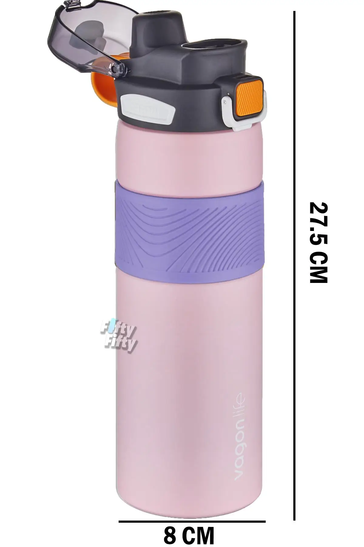 Vagonlife Çelik Termos 800 ML Büyük Boy Tek Kapak Çift Kullanım Pipetli/Rahat İçim Kaydırmaz Gövde-FFVGN032800ML