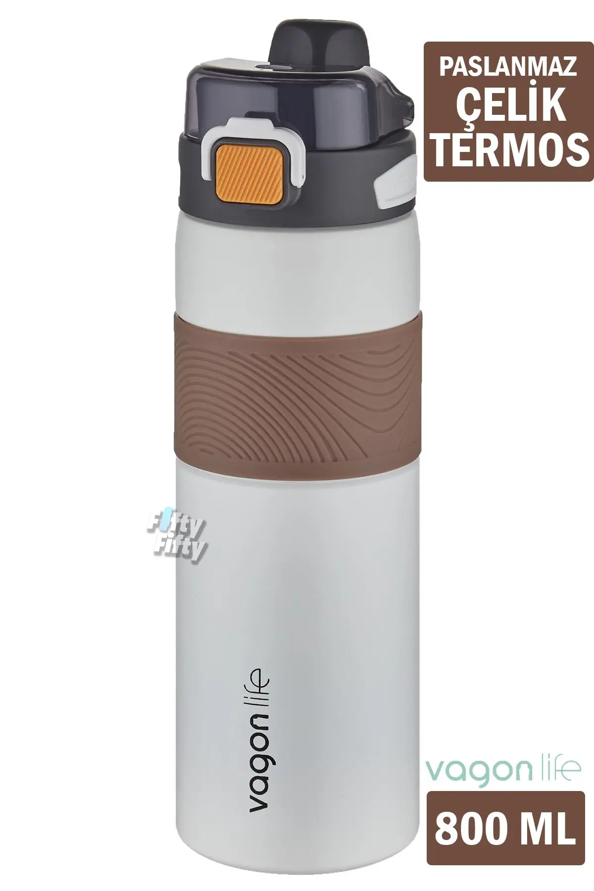 Vagonlife Çelik Termos 800 ML Büyük Boy Tek Kapak Çift Kullanım Pipetli/Rahat İçim Kaydırmaz Gövde-FFVGN032800ML