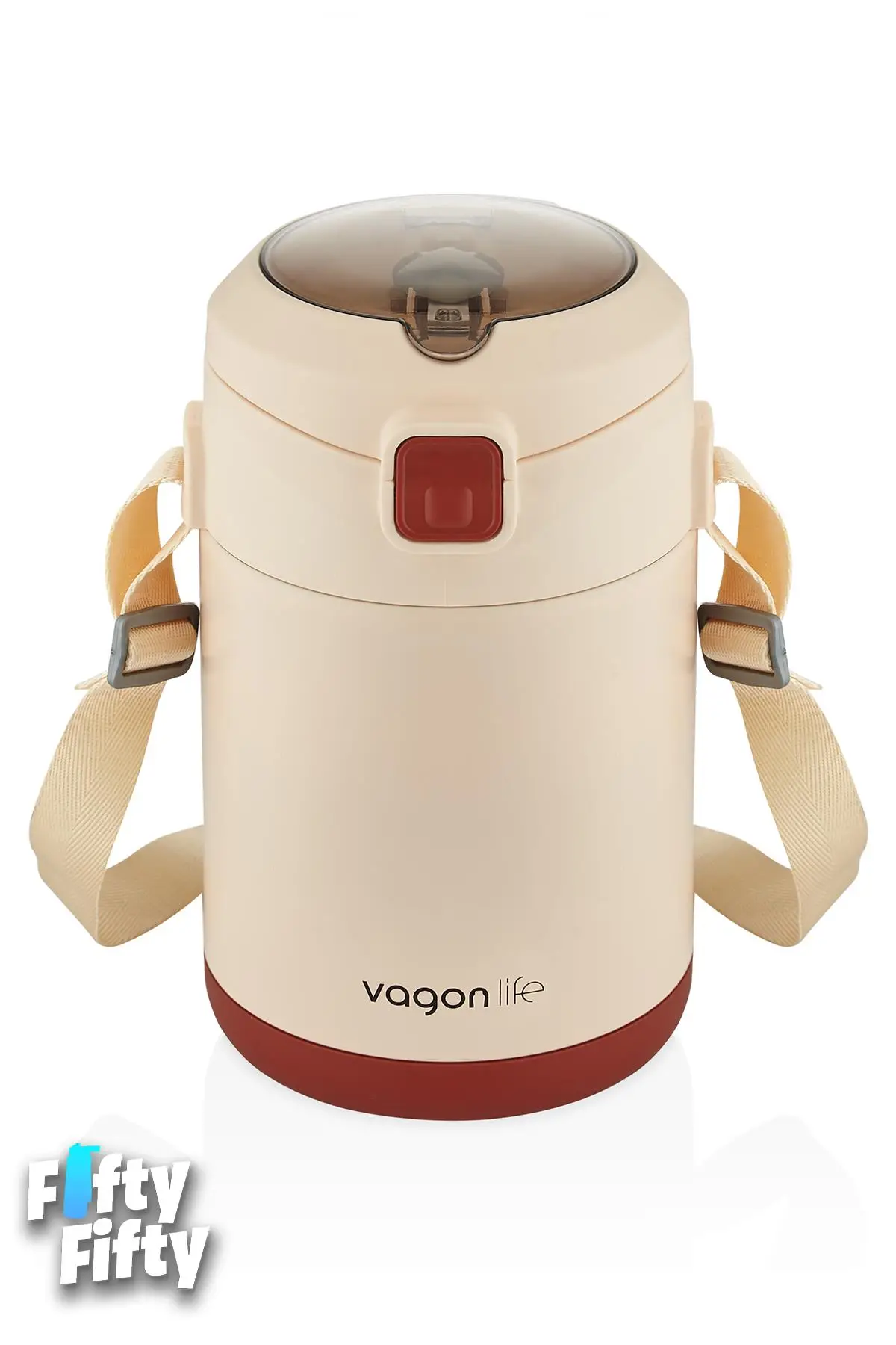 Vagonlife Çelik Yemek Termosu Isı Yalıtımlı 2 Kaseli 1.8LT Sızdırmaz Vakumlu Kap Taşıma Askılı -FF10081