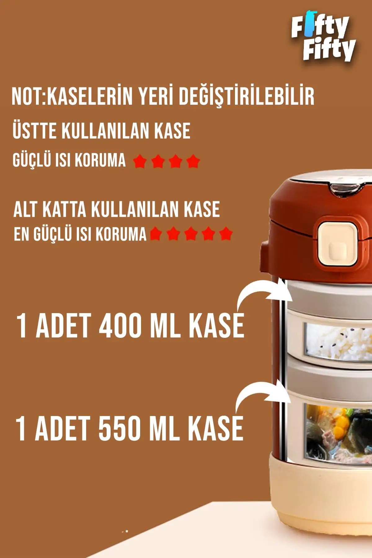 Vagonlife Çelik Yemek Termosu Isı Yalıtımlı 2 Kaseli 1.8LT Sızdırmaz Vakumlu Kap Taşıma Askılı -FF10081