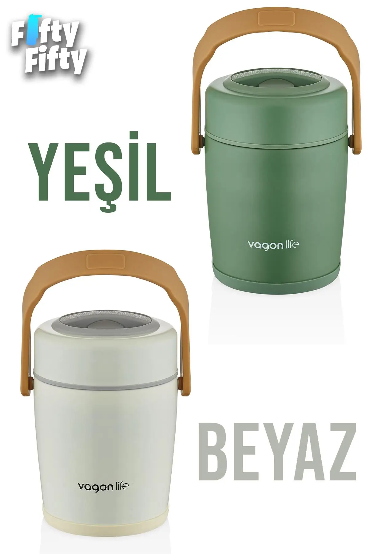 Vagonlife Çelik Yemek Termosu Isı Yalıtımlı 2 Kaseli 1.6LT Sızdırmaz Vakumlu Kap Taşıma Kulplu -FF10082