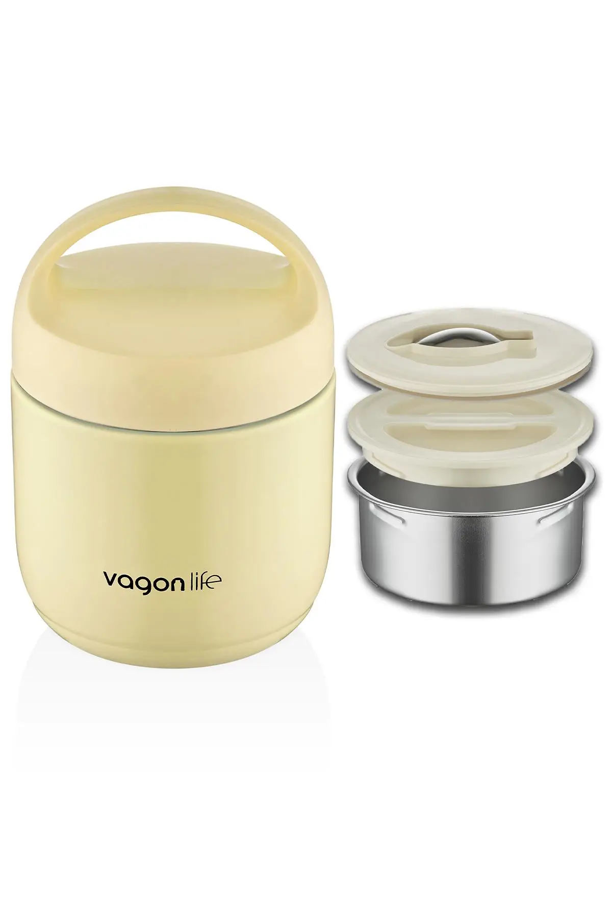 Vagonlife Çelik Yemek Termosu Isı Yalıtımlı Kaseli 1.2LT Sızdırmaz Vakumlu Kap Taşıma Kulplu -FF10104