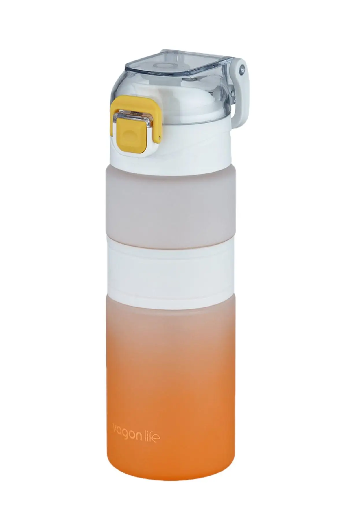 Vagonlife Çift Renk 600ml Kaydırmaz Silikon Gövde Rahat İçim-Pipetsiz- Motivasyon Su Matarası