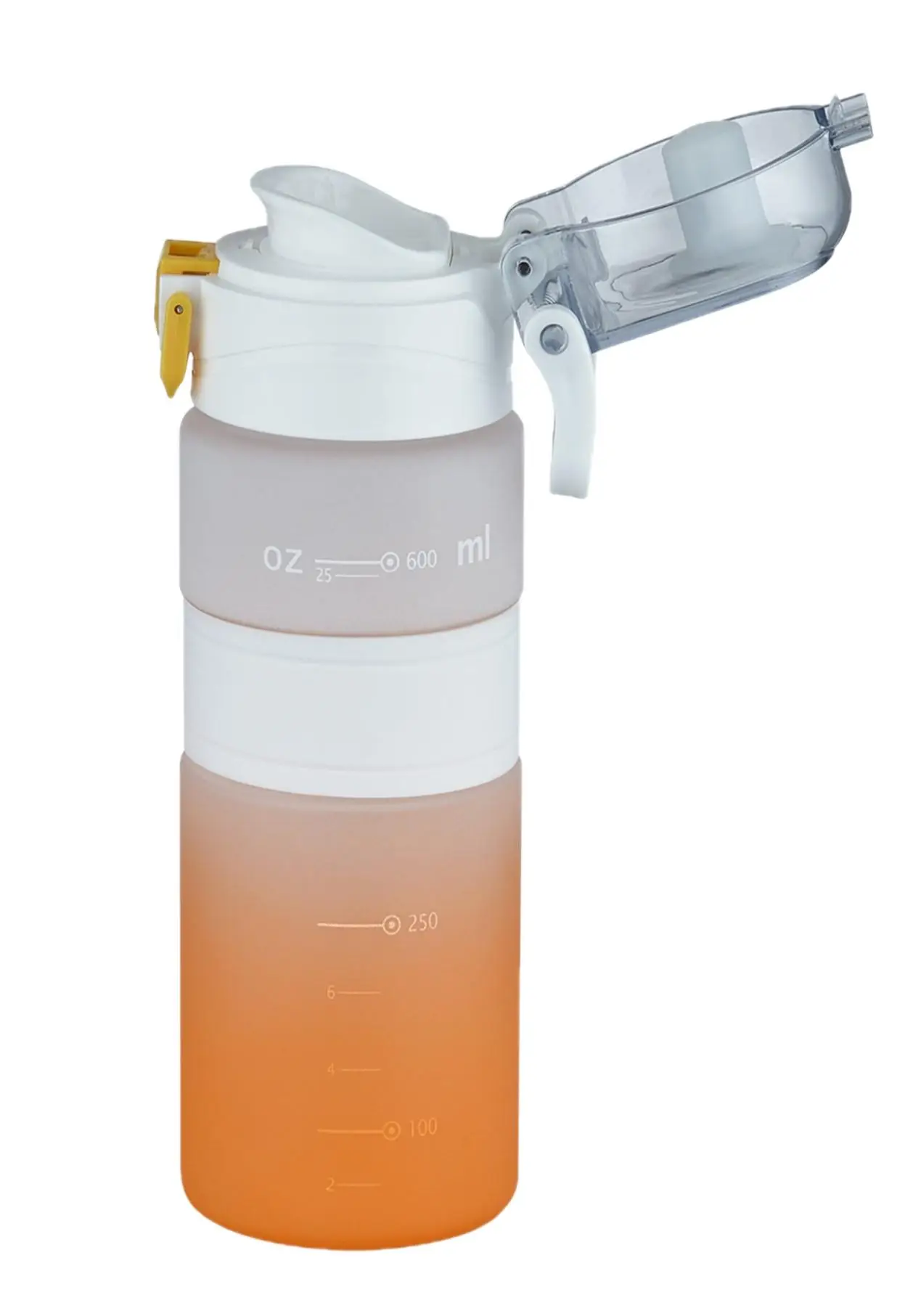 Vagonlife Çift Renk 600ml Kaydırmaz Silikon Gövde Rahat İçim-Pipetsiz- Motivasyon Su Matarası