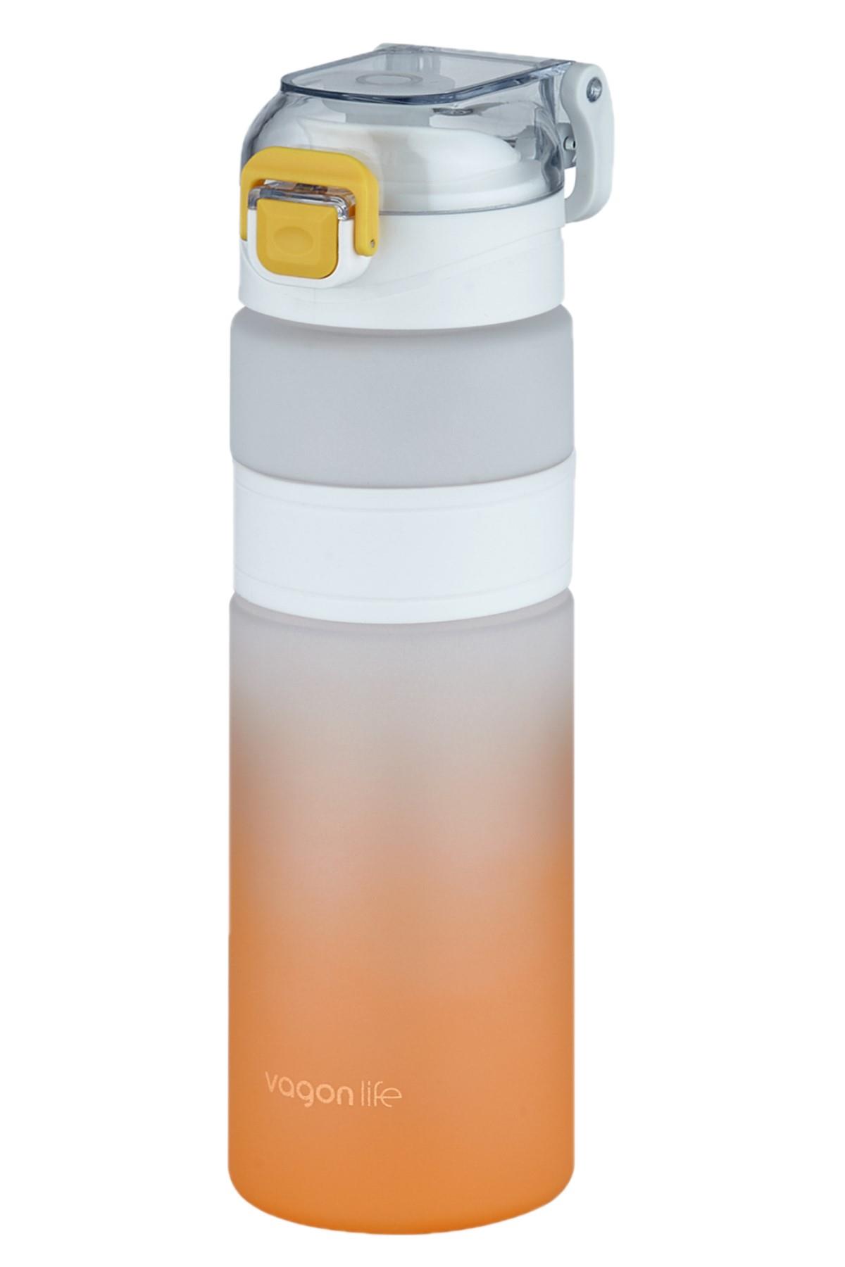 Vagonlife Çift Renk 800ml Kaydırmaz Silikon Gövde Rahat İçim-Pipetsiz- Motivasyon Su Matarası
