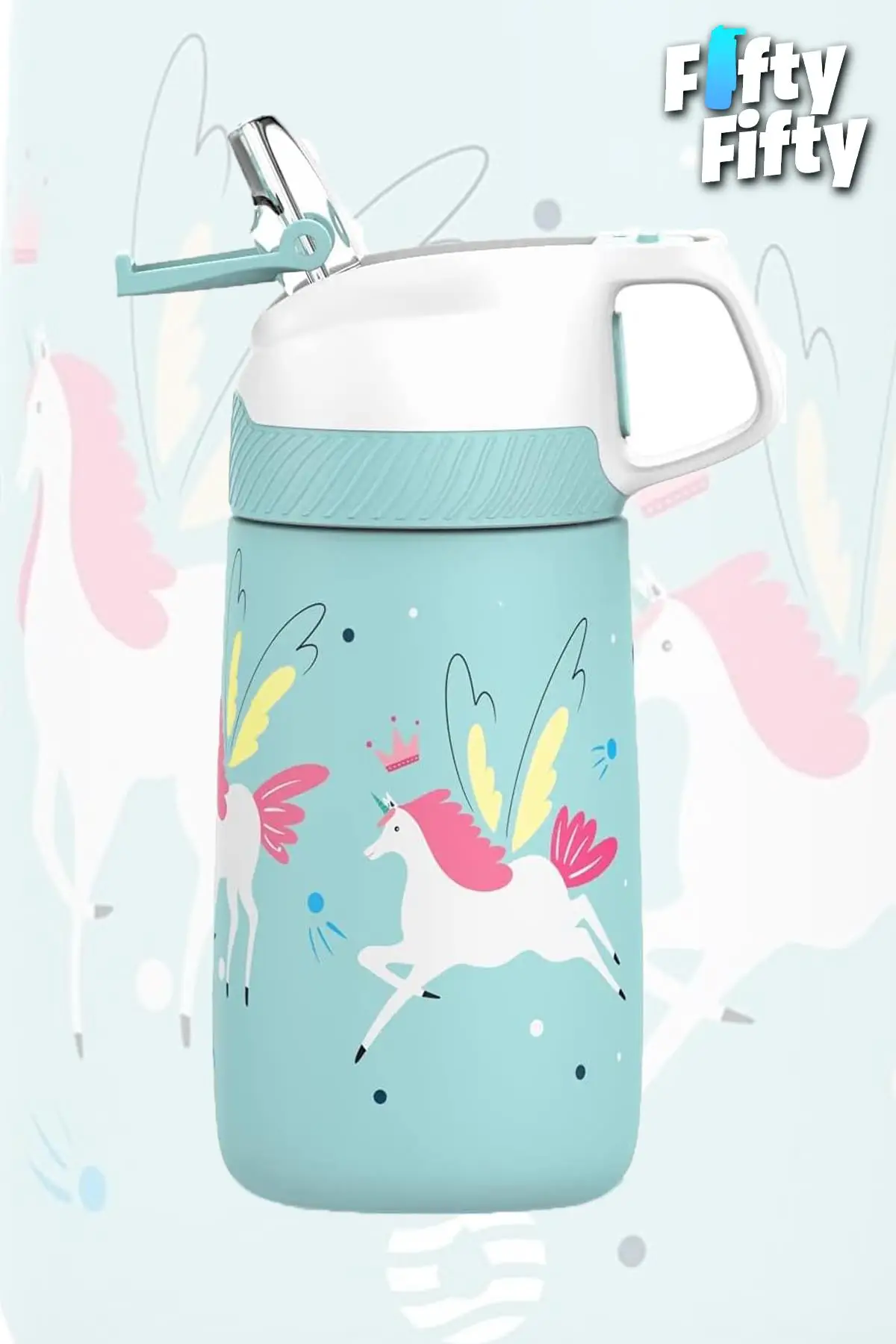 Vagonlife Çocuk 350 ML Pipetli Çelik Matara Paslanmaz Çelik Termos 5 Farklı Renk 2055-350ML