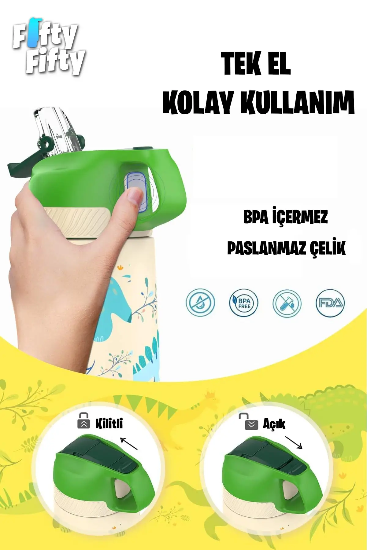 Vagonlife Çocuk 350 ML Pipetli Çelik Matara Paslanmaz Çelik Termos 5 Farklı Renk 2055-350ML