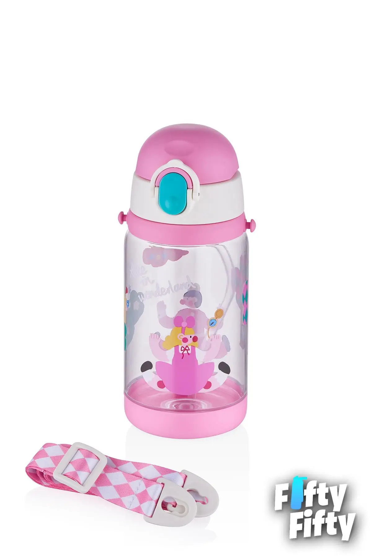 Vagonlife Diller 520 ML Kalın Pipetli Tritan Su Matarası -Taşıma Askılı-Okul Çocuk Matarası -FFD2408