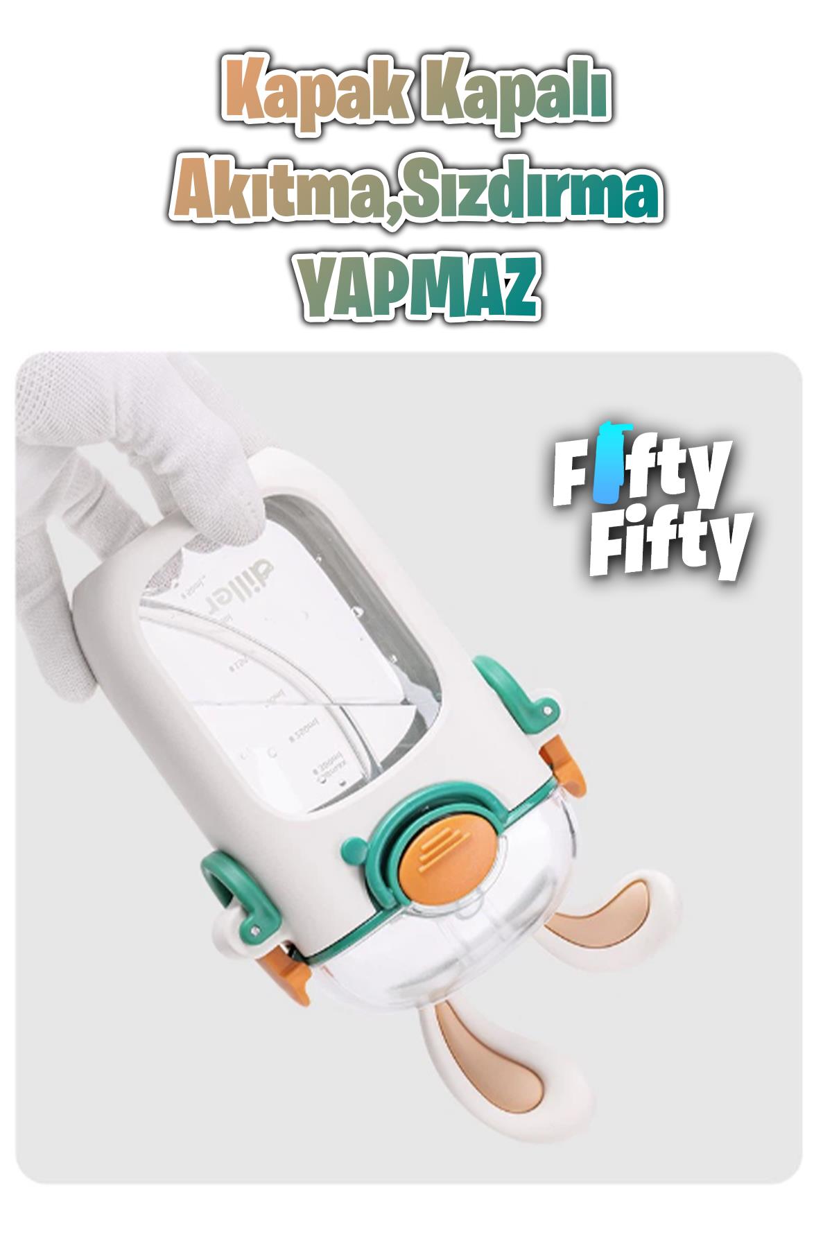Vagonlife Diller Pipetli 400 ML Tritan Çocuk Su Matarası Boyun Askılı-Temizleme Fırçası Hediyeli-FFDILLER-2305400ML