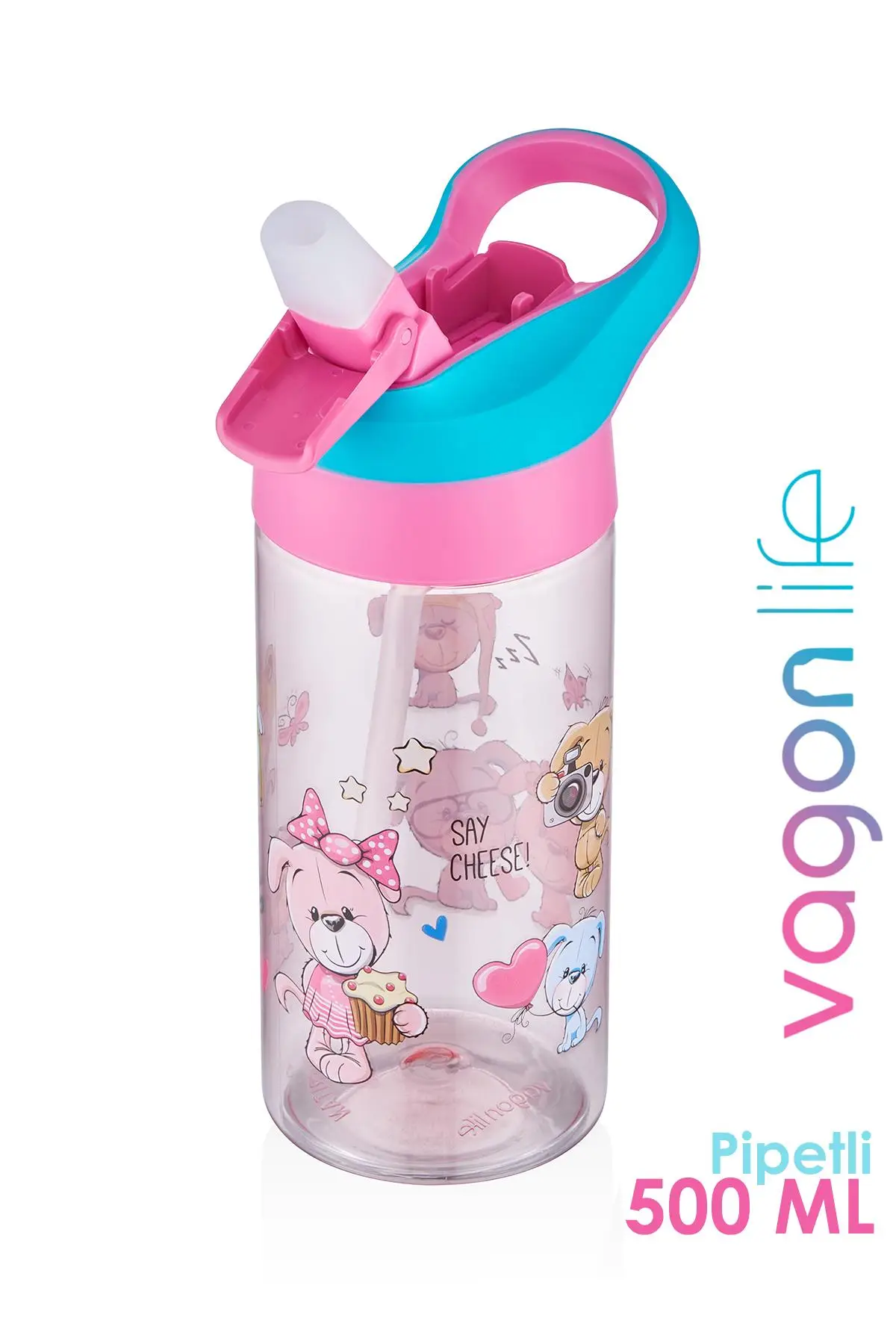 Vagonlife FiftyFifty 500ml Tritan Kalın Pipetli Çocuk Okul Su Matarası