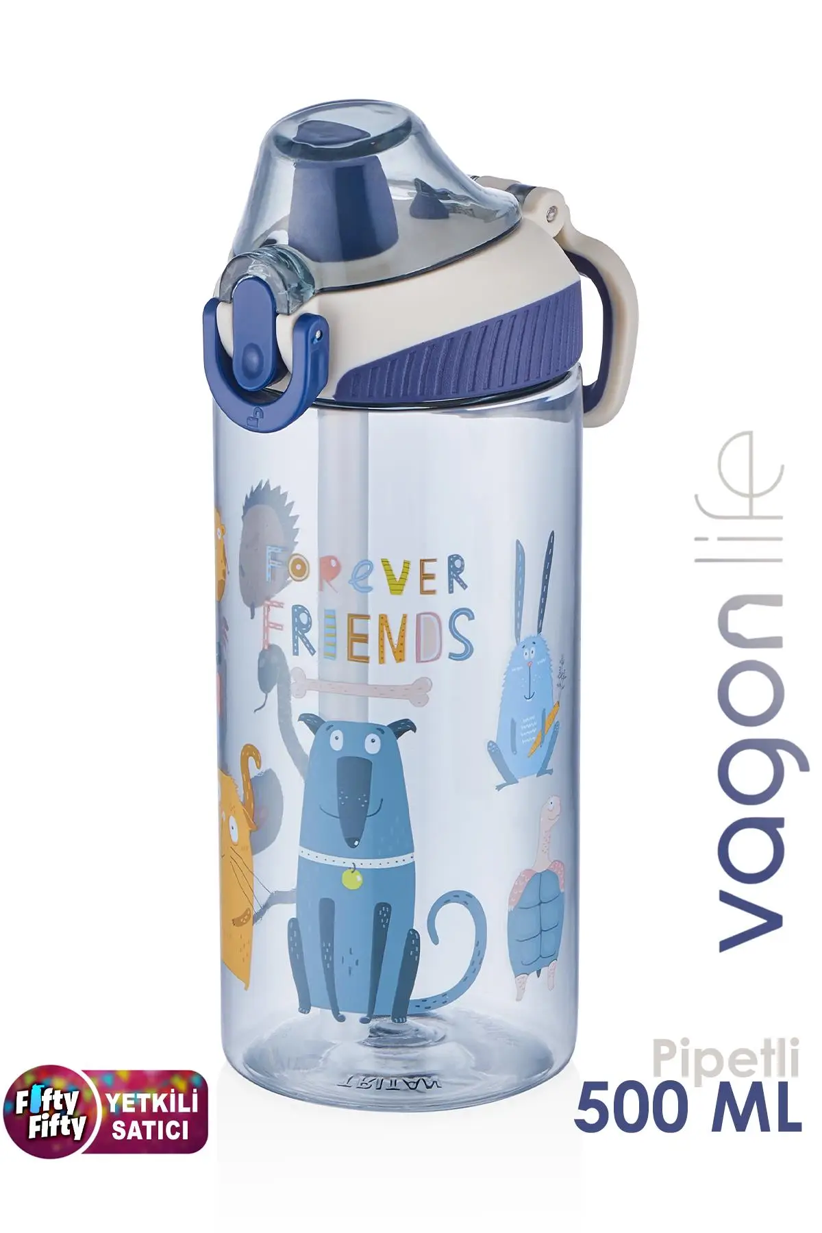Vagonlife FiftyFifty Tritan 500 ml Silikon Pipetli Çocuk Su Matarası