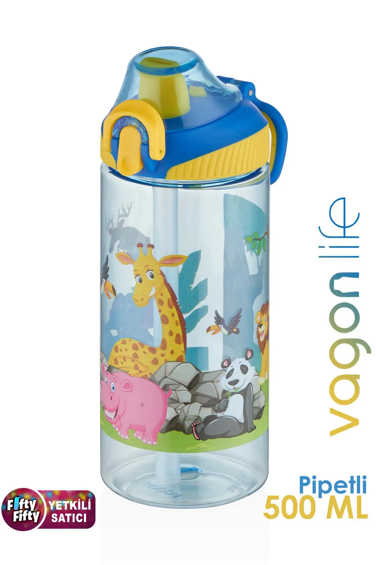 Vagonlife FiftyFifty Tritan 500 ml Silikon Pipetli Çocuk Su Matarası