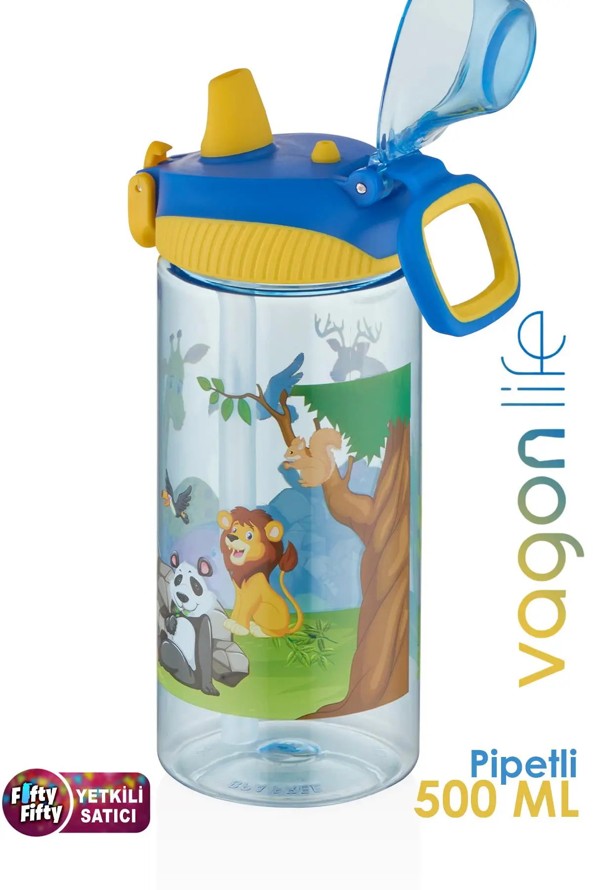 Vagonlife FiftyFifty Tritan 500 ml Silikon Pipetli Çocuk Su Matarası