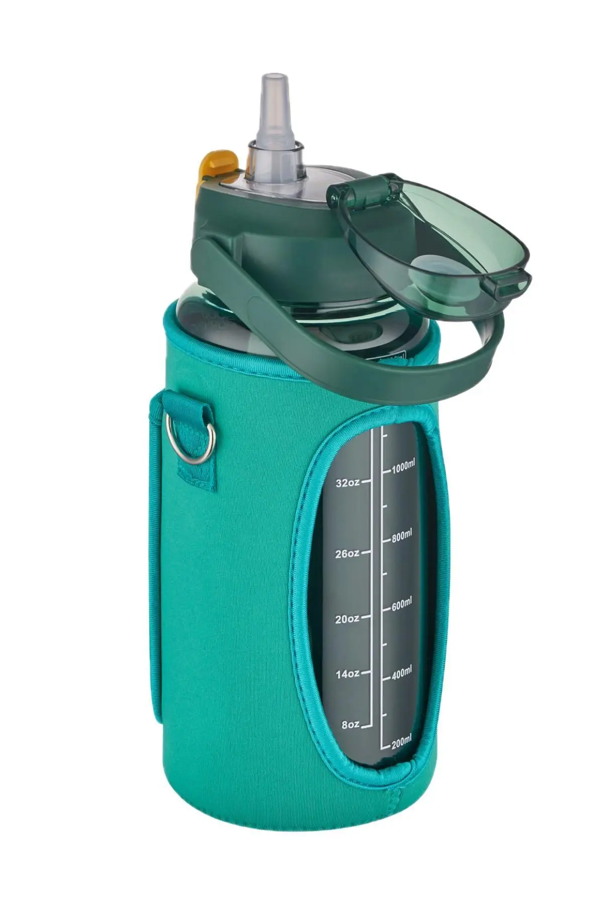 Vagonlife Kılıflı ((Telefon Koyma Yeri)) Taşıma Askılı 1500 ml Pipetli/Pipetsiz Kullanım Su Matarası