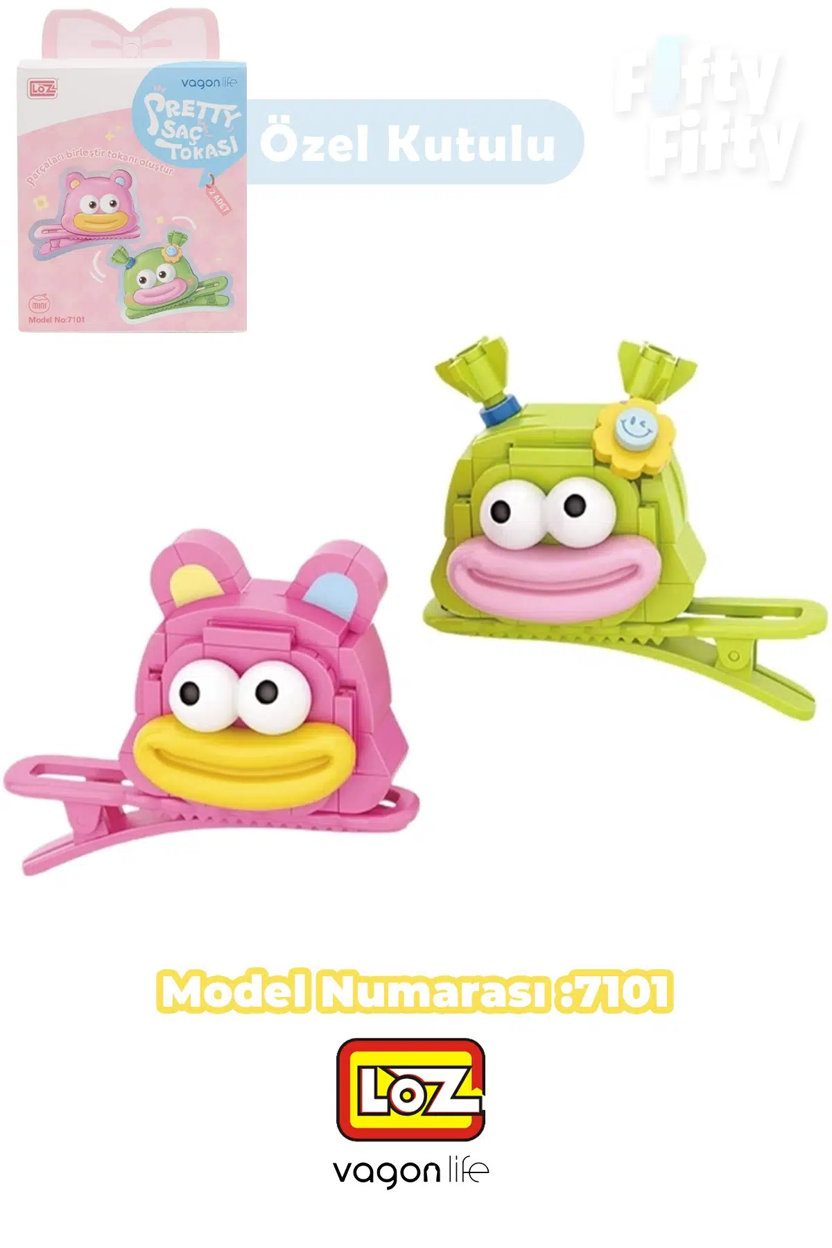 Loz Sretty Serisi 2'li Saç Tokası Oyuncak Yapım Seti &amp; Blok --FFTOKA - 7101