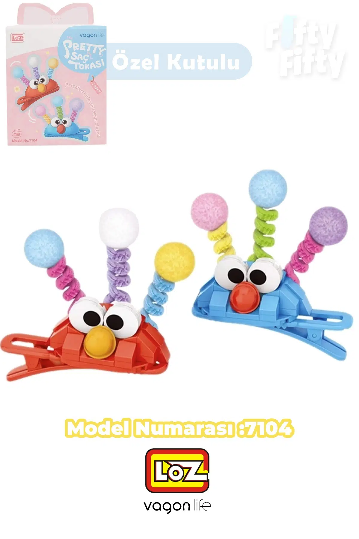 Loz Sretty Serisi 2'li Saç Tokası Oyuncak Yapım Seti &amp; Blok --FFTOKA - 7104