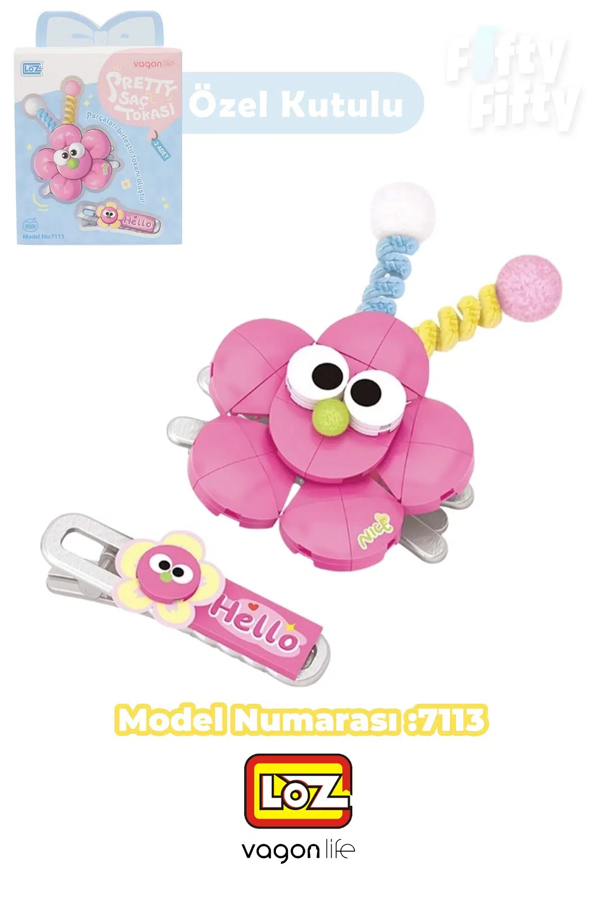 Loz Sretty Serisi 2'li Saç Tokası Oyuncak Yapım Seti &amp; Blok --FFTOKA - 7113