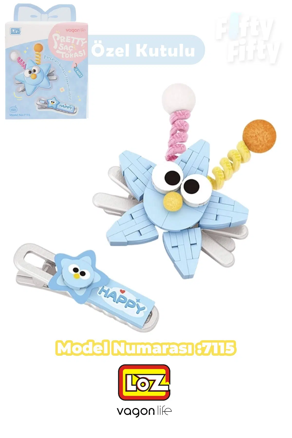 Loz Sretty Serisi 2'li Saç Tokası Oyuncak Yapım Seti &amp; Blok --FFTOKA - 7115