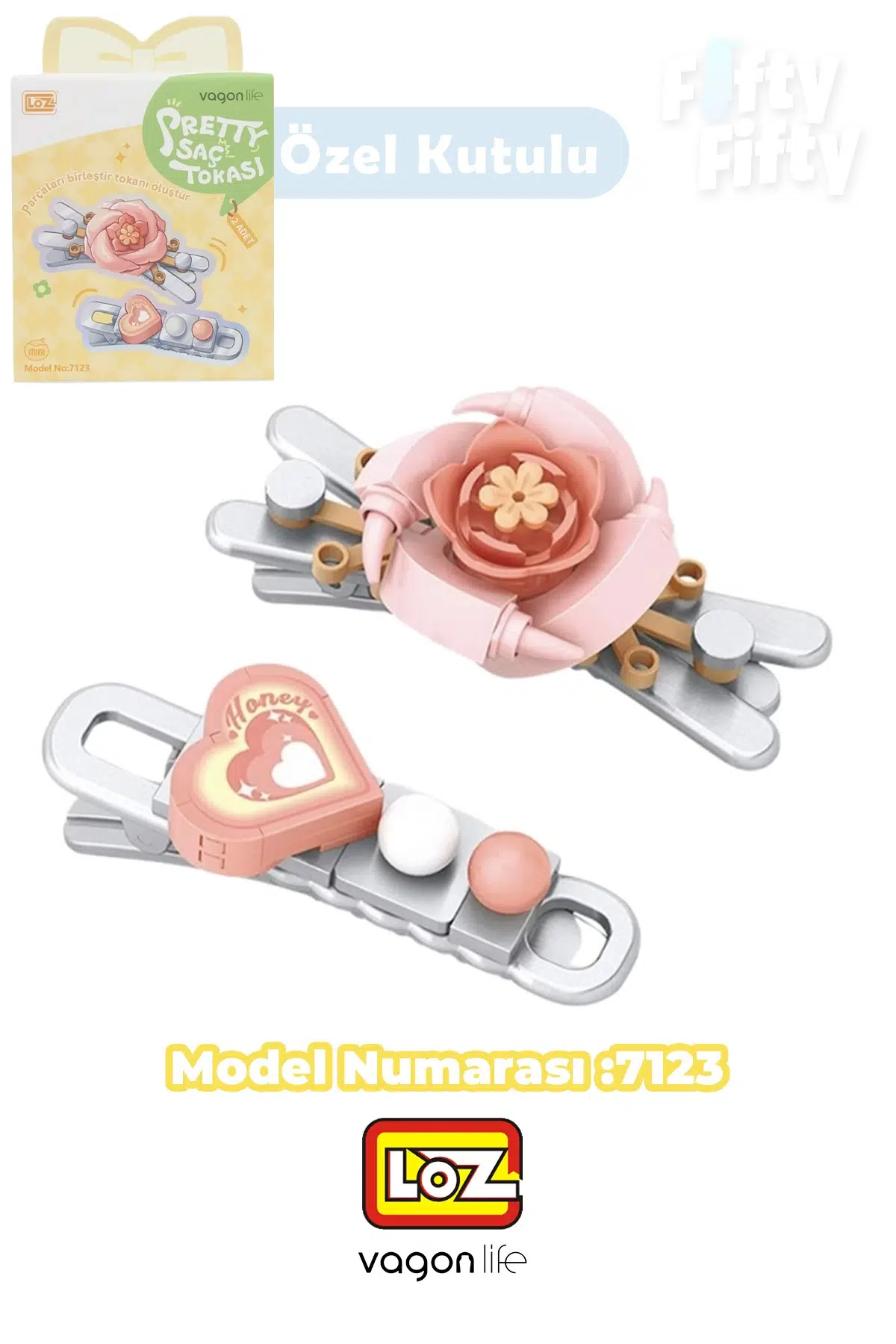 Loz Sretty Serisi 2'li Saç Tokası Oyuncak Yapım Seti &amp; Blok --FFTOKA - 7123