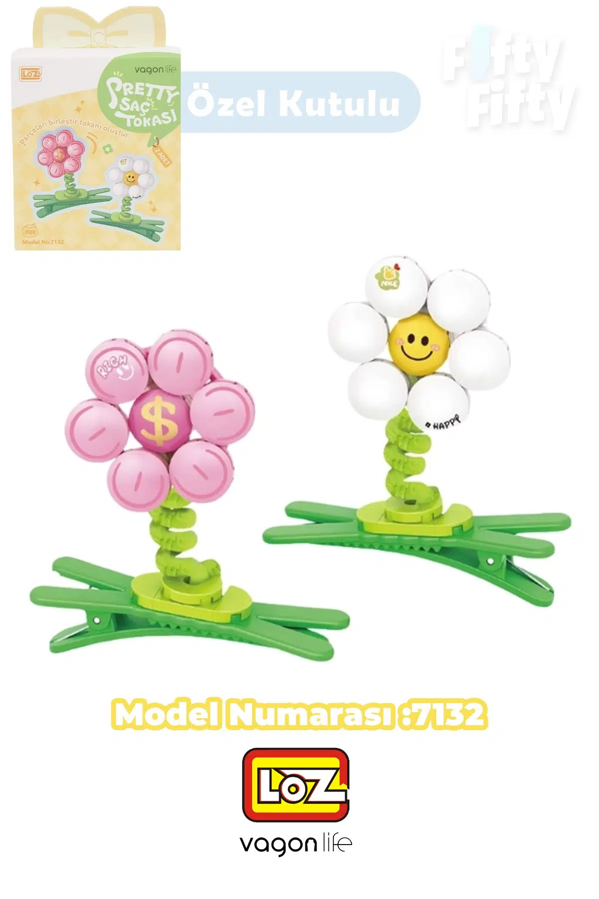 Loz Sretty Serisi 2'li Saç Tokası Oyuncak Yapım Seti &amp; Blok --FFTOKA - 7132