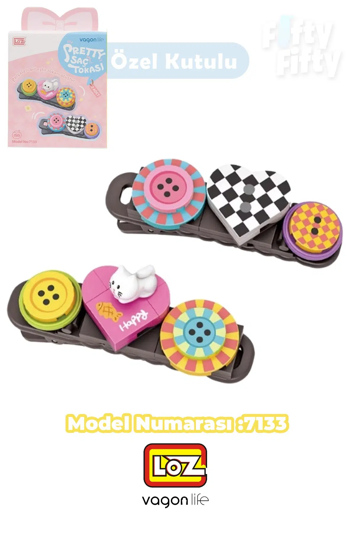 Loz Sretty Serisi 2'li Saç Tokası Oyuncak Yapım Seti &amp; Blok --FFTOKA - 7133