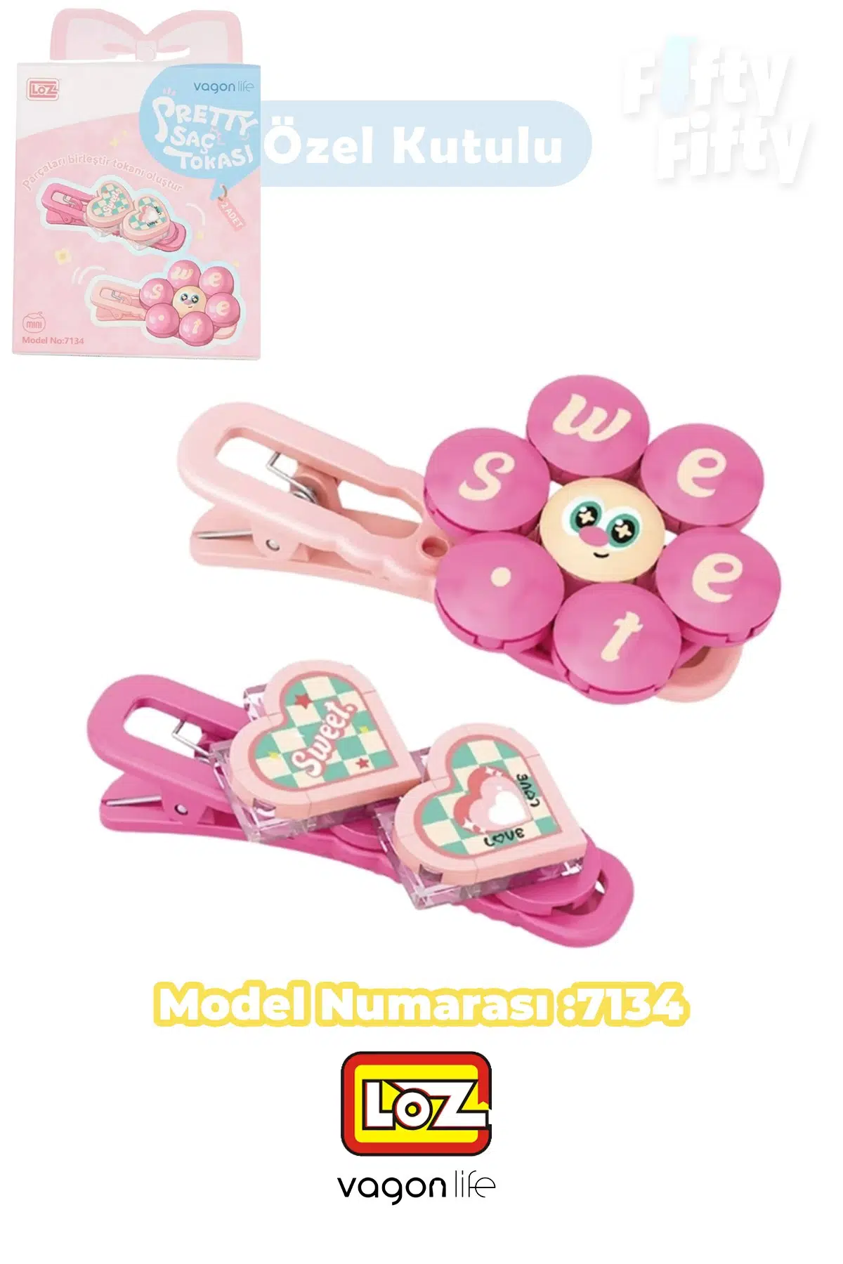 Loz Sretty Serisi 2'li Saç Tokası Oyuncak Yapım Seti &amp; Blok --FFTOKA - 7134