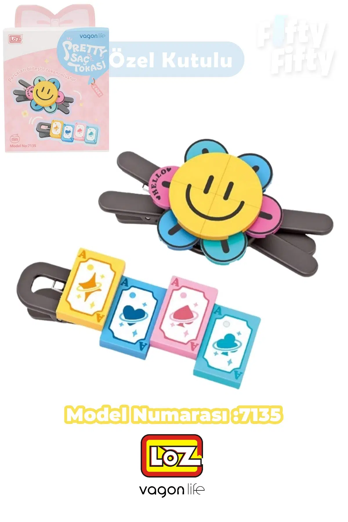 Loz Sretty Serisi 2'li Saç Tokası Oyuncak Yapım Seti &amp; Blok --FFTOKA - 7135