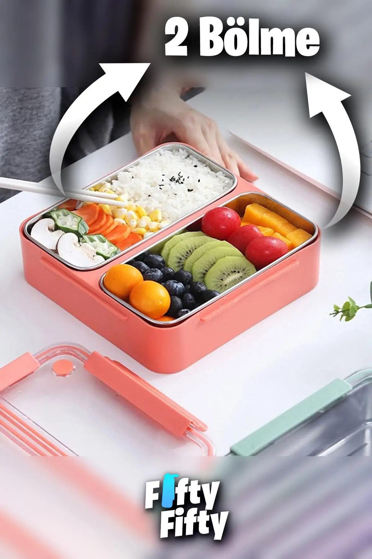 Vagonlife Lunch Box 1100 ML (Sızdırmaz,Karışmaz 2 Bölmeli) Yeni Nesil Sefer Tası -FFLBOX9807