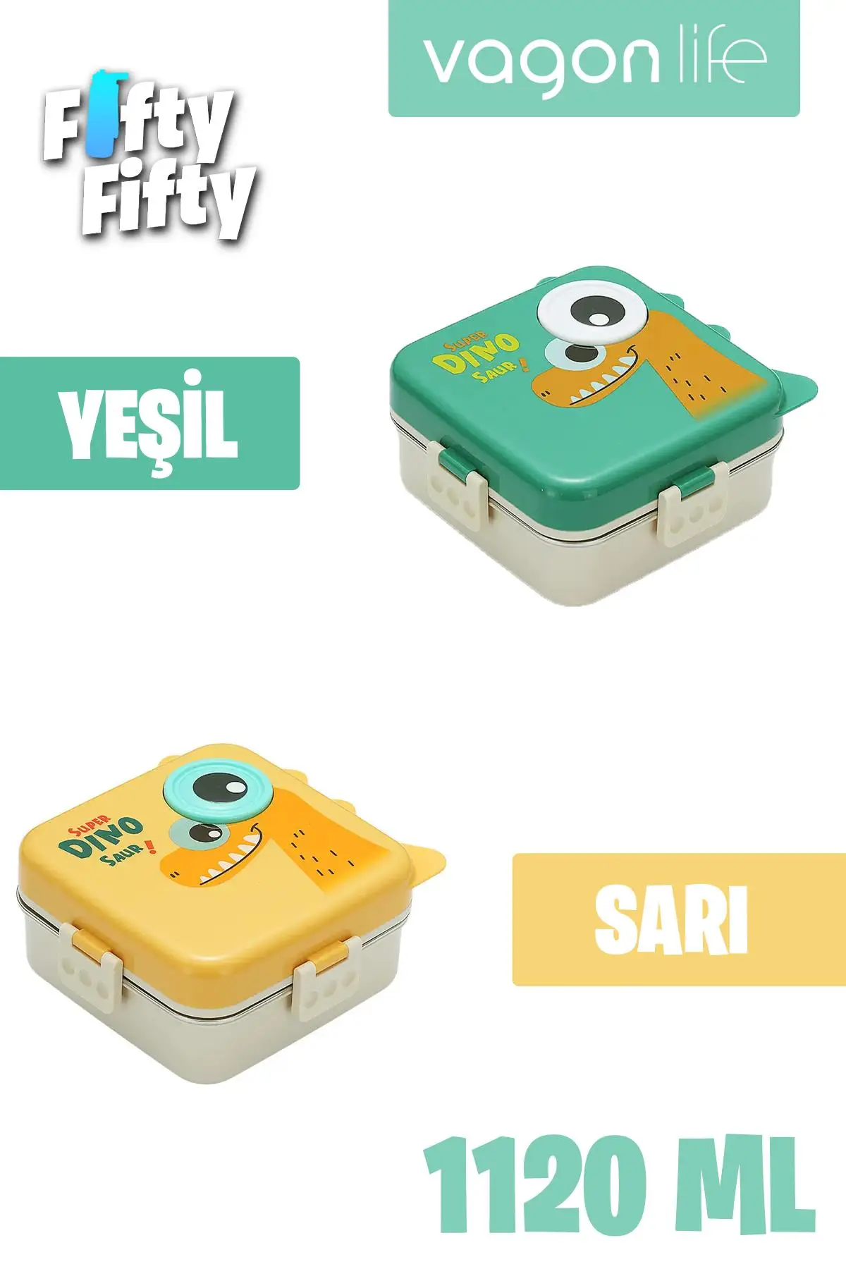 Vagonlife Lunch Box 1120 ML (Sızdırmaz,Karışmaz Üç Bölmeli) Sos Kaseli Yeni Nesil Sefer Tası-FFLBOX10082