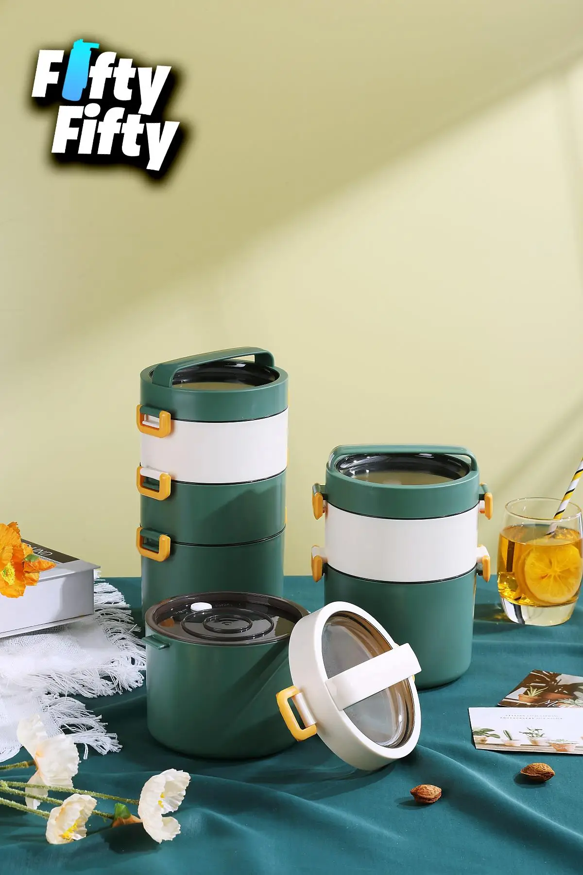 Vagonlife Lunch Box 3 Katlı Büyük Boy 1800 ML Ofis-Okul İçin Yeni Nesil Sefer Tası-FFLBOX3KAT1800ML