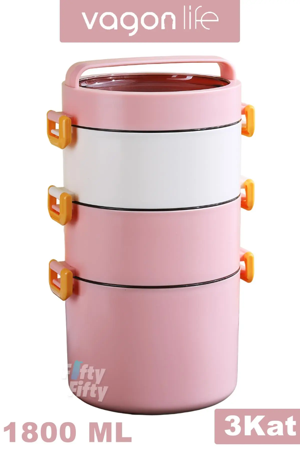 Vagonlife Lunch Box 3 Katlı Büyük Boy 1800 ML Ofis-Okul İçin Yeni Nesil Sefer Tası-FFLBOX3KAT1800ML