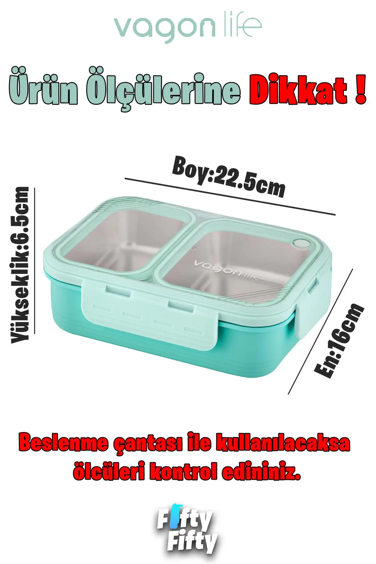 Vagonlife Lunch Box 700 ML Tek Kat İki Bölmeli Metal Kaşıklı Yeni Nesil Sefer Tası-FFLBOX7096
