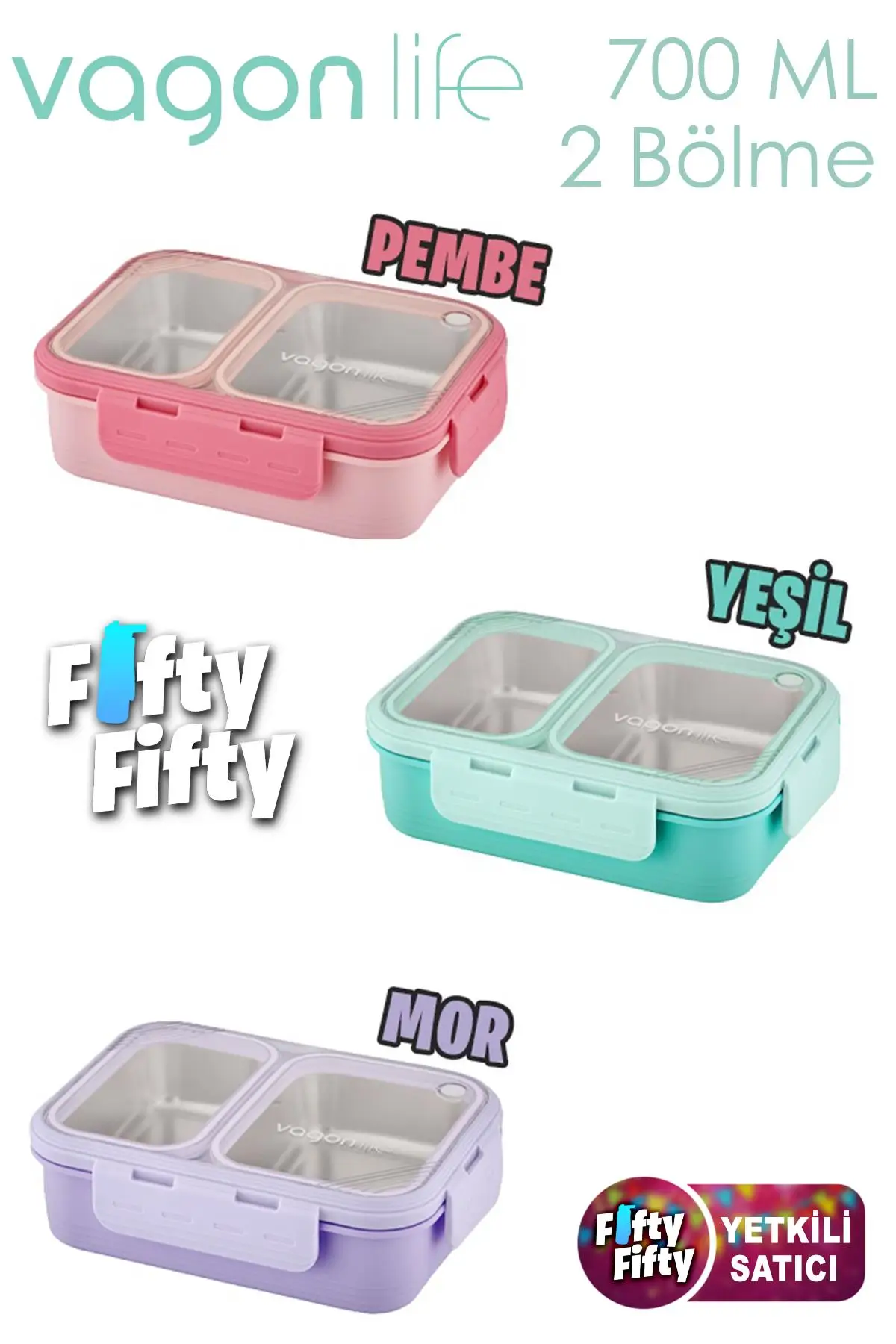 Vagonlife Lunch Box 700 ML Tek Kat İki Bölmeli Metal Kaşıklı Yeni Nesil Sefer Tası-FFLBOX7096