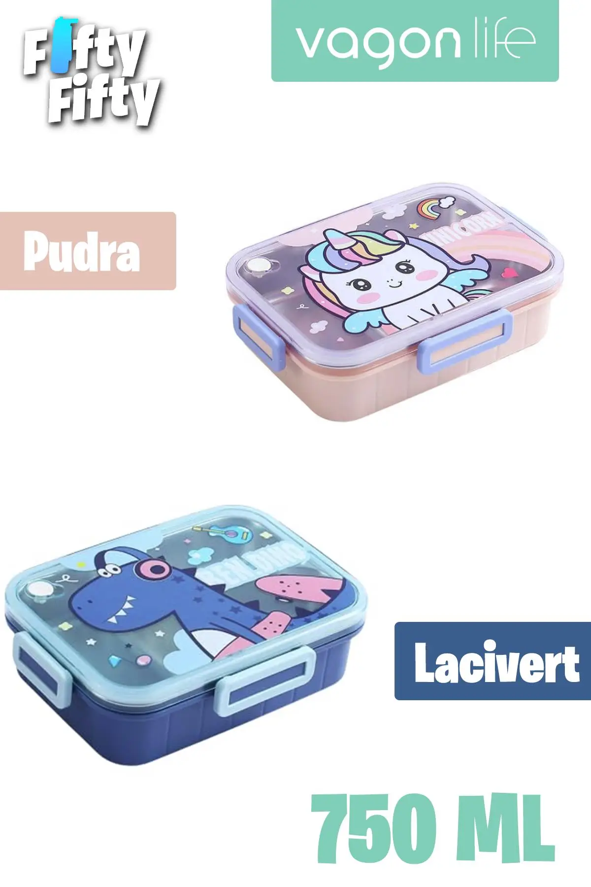 Vagonlife Lunch Box 750 ML (Sızdırmaz,Karışmaz Üç Bölmeli) Yeni Nesil Sefer Tası-FFLBOX50555