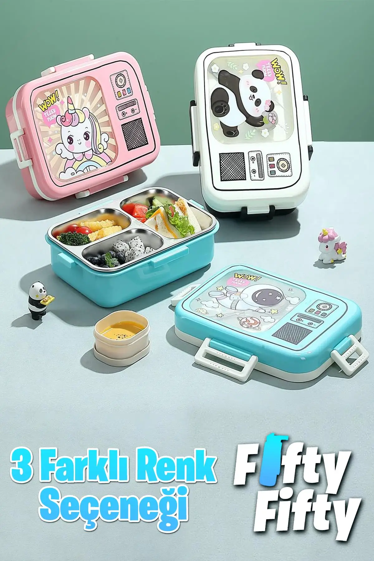 Vagonlife Lunch Box 820 ML Tek Kat Üç Bölmeli Sos Kaseli Yeni Nesil Sefer Tası-FFLBOX10283