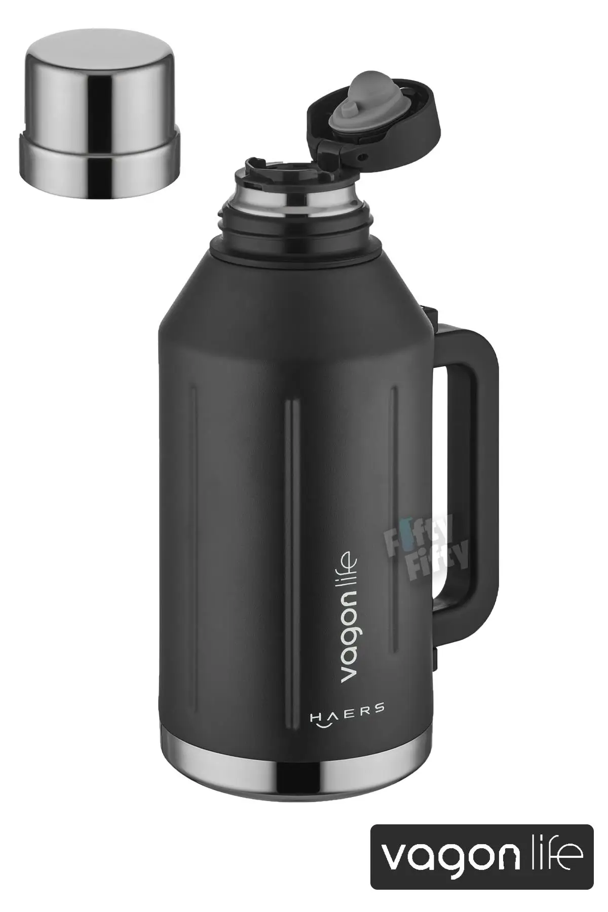 Vagonlife 1.2 Litre Bardaklı Kullanım Kulplu Paslanmaz Çelik Termos-FFVGN1004-1200ML
