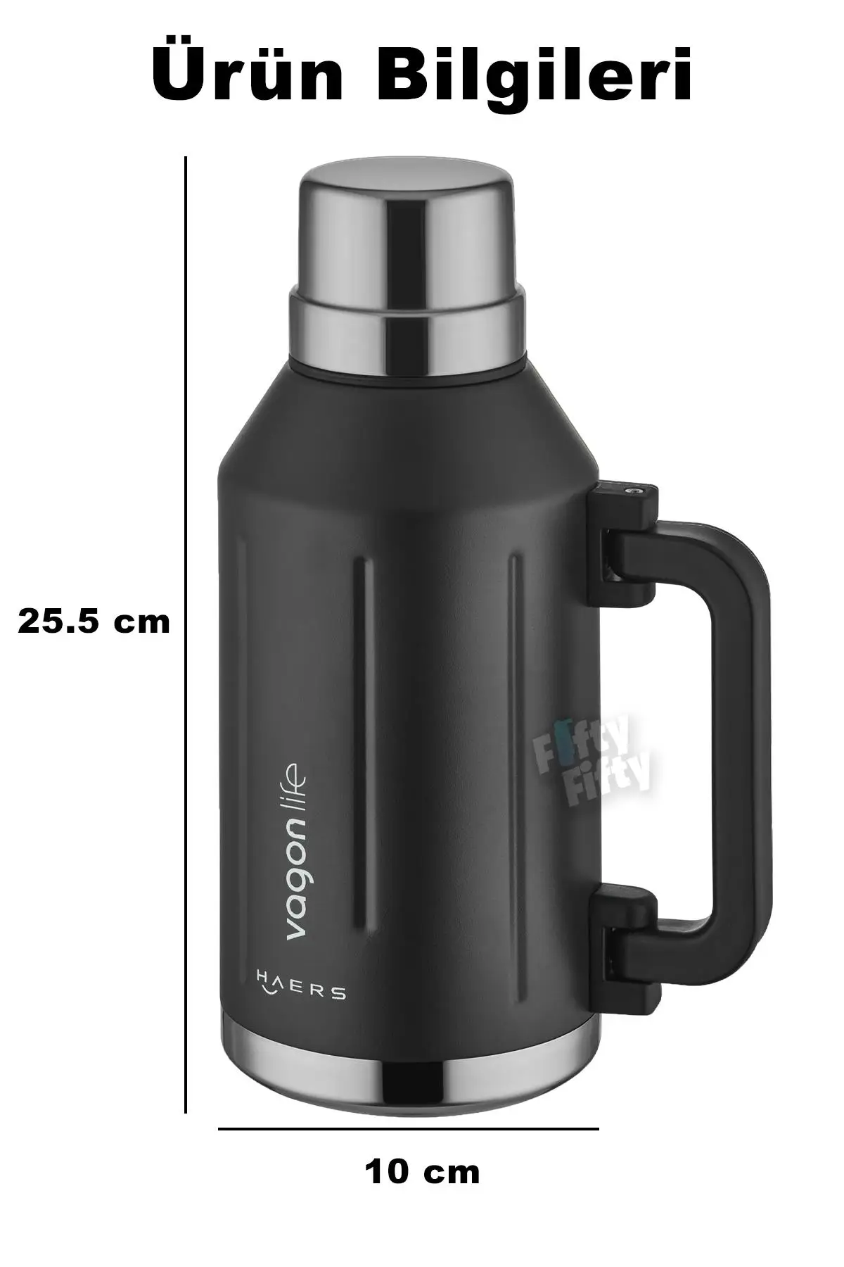 Vagonlife 1.2 Litre Bardaklı Kullanım Kulplu Paslanmaz Çelik Termos-FFVGN1004-1200ML