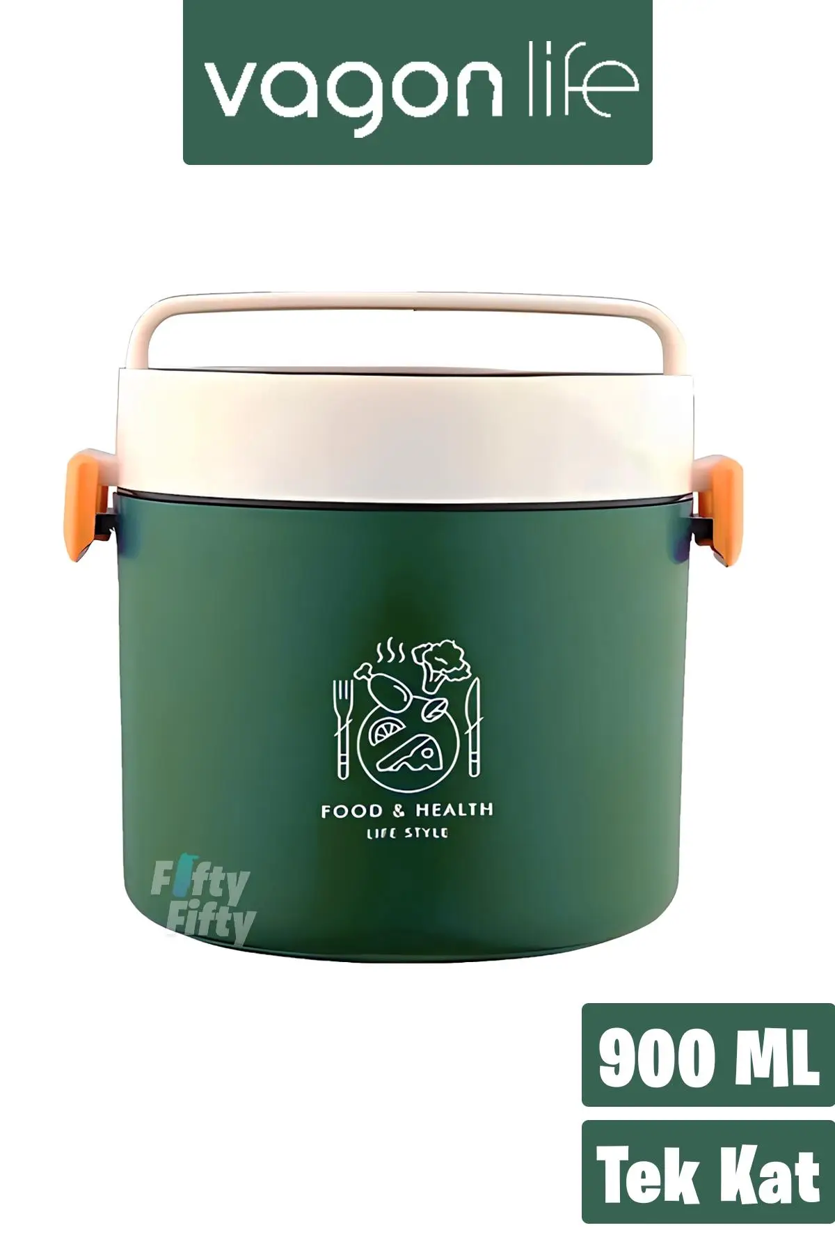 Vagonlife Tek Kat Yuvarlak Bento Lunch Box Ofis-Okul İçin Yeni Nesil Sefer Tası -FFLBOX5431KAT - Yeşil