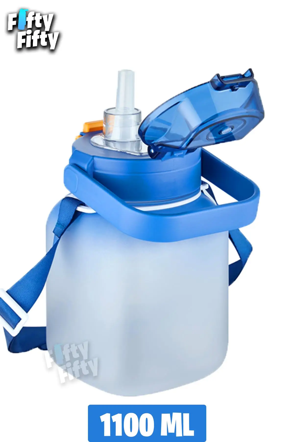 Vagonlife Tritan 1100 Ml Çocuk Askılı-Pipetli/Pipetsiz Kullanım Su Matarası-Çıkartma Hediyeli