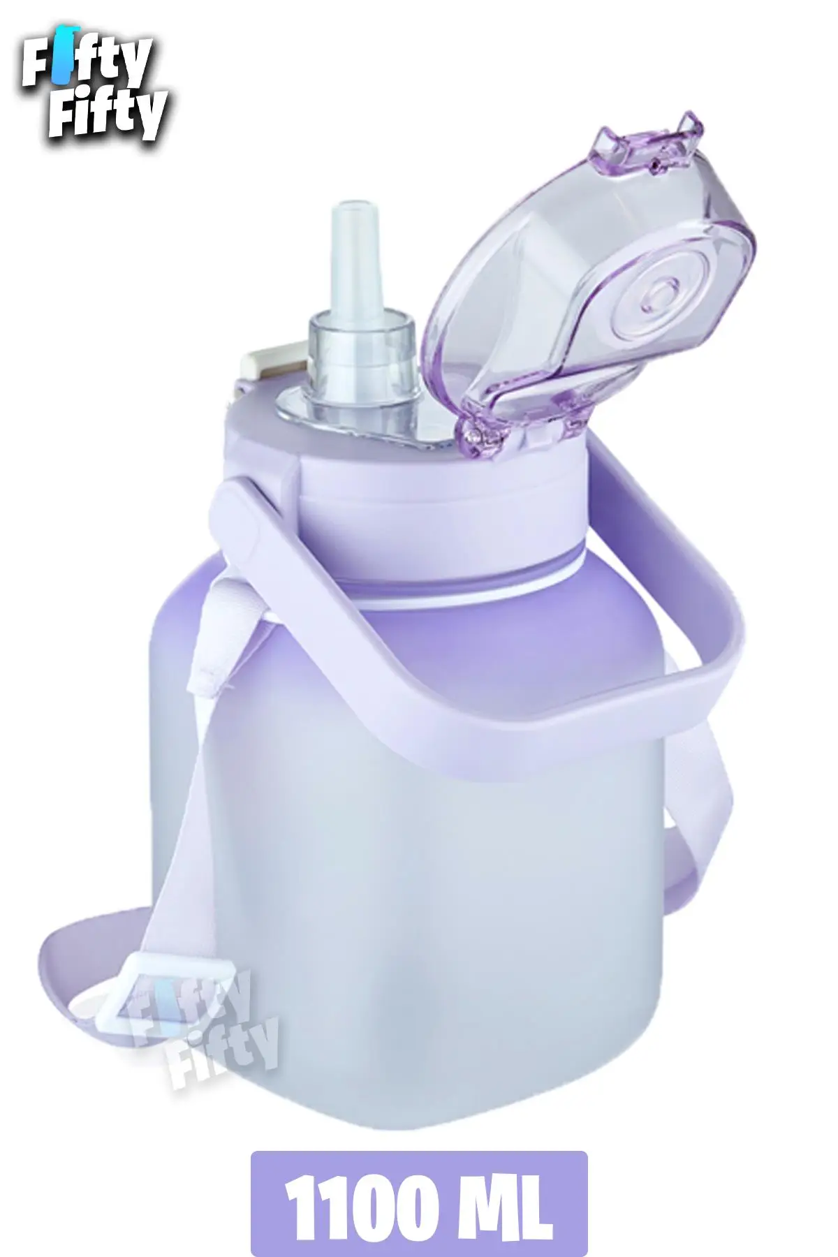 Vagonlife Tritan 1100 Ml Çocuk Askılı-Pipetli/Pipetsiz Kullanım Su Matarası-Çıkartma Hediyeli