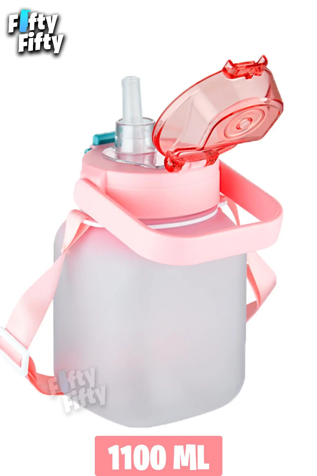 Vagonlife Tritan 1100 Ml Çocuk Askılı-Pipetli/Pipetsiz Kullanım Su Matarası-Çıkartma Hediyeli