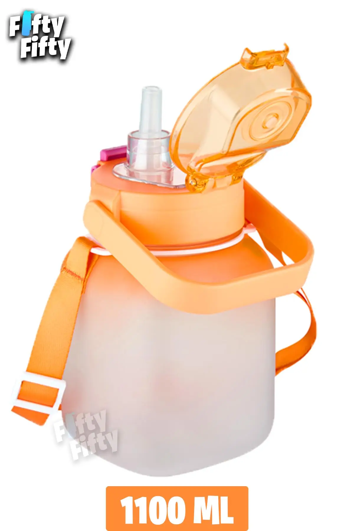Vagonlife Tritan 1100 Ml Çocuk Askılı-Pipetli/Pipetsiz Kullanım Su Matarası-Çıkartma Hediyeli